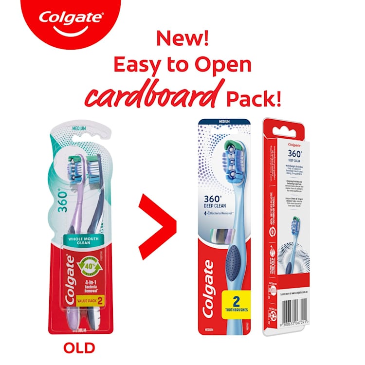 Colgate 360 Degrees Whole Mouth Clean Compact Head Toothbrush Medium