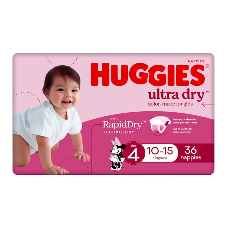 Huggies Ultra Dry Nappies Girl Size 4 (10-15kg)