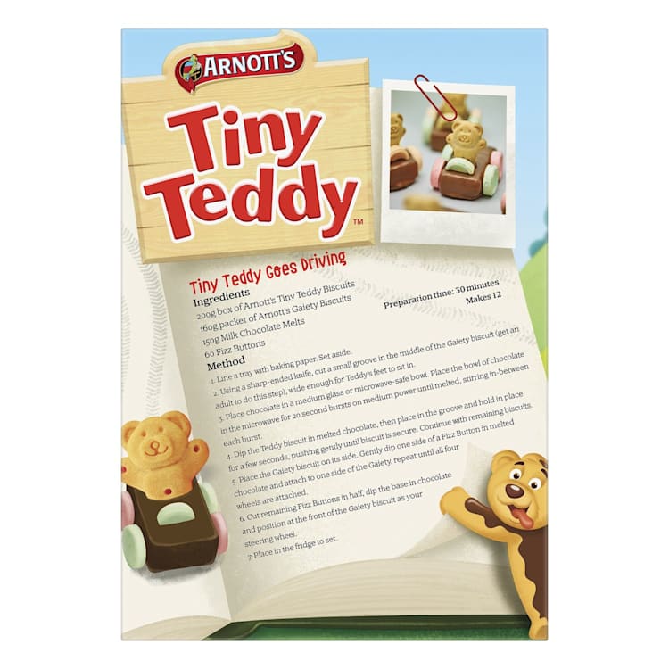 Arnott's Tiny Teddy Biscuits Half Coated in Milk Chocolate