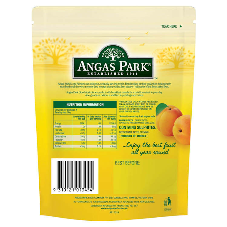 Angas Park Dried Apricots Diced