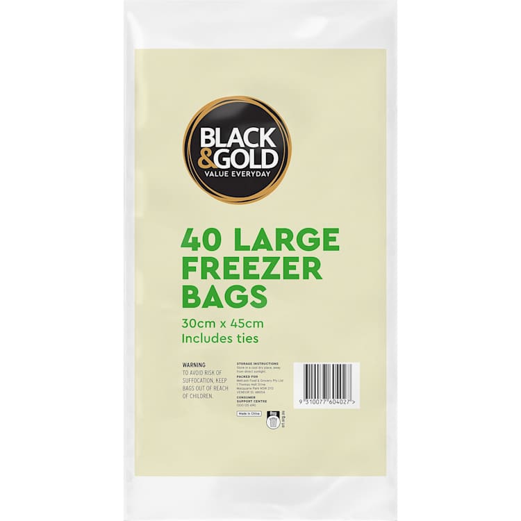 Black & Gold Freezer Bag Large