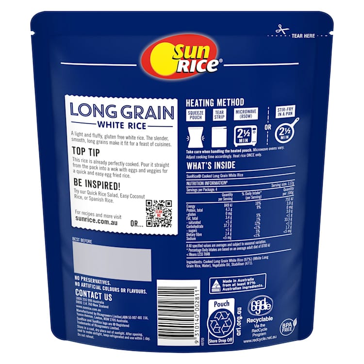 SunRice Microwave Long Grain White Rice Family Pack
