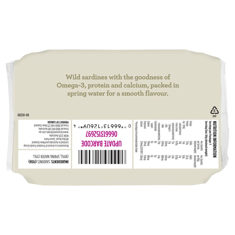 Brunswick Wild Sardines In Spring Water No Added Salt