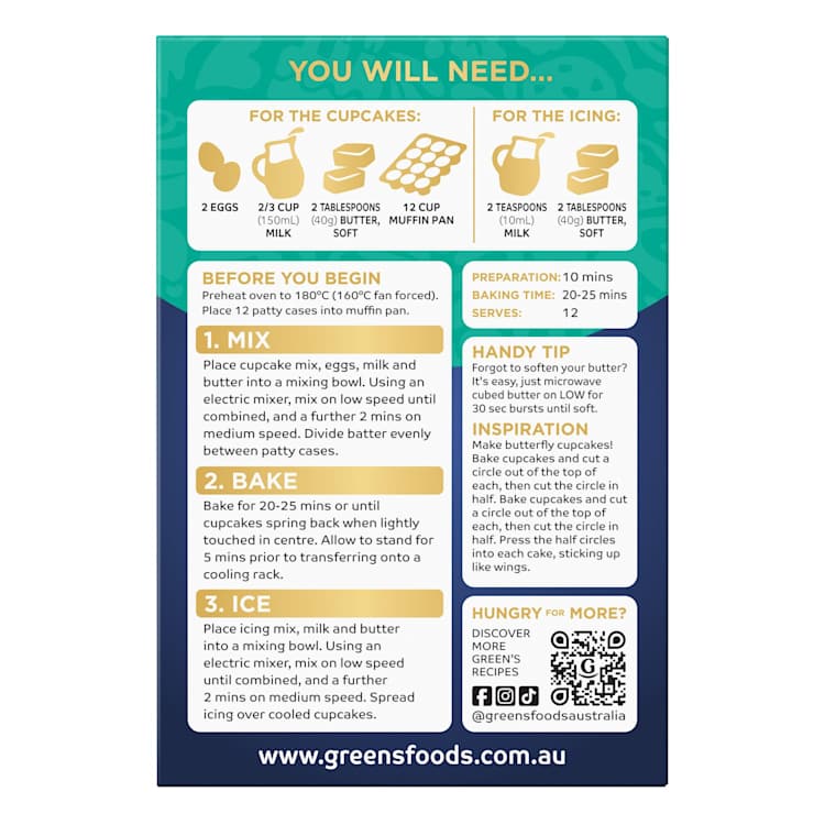 Green's Cookies & Cream Cupcakes Mix