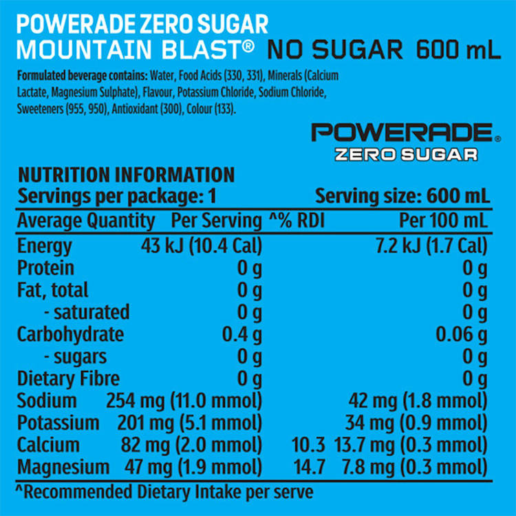 Powerade Mountain Blast Zero Sports Drink Sipper Cap