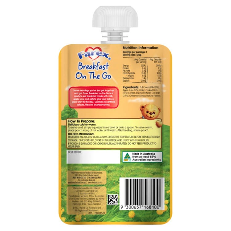 Farex Baby Breakfast To Go Creamy Baby Porridge