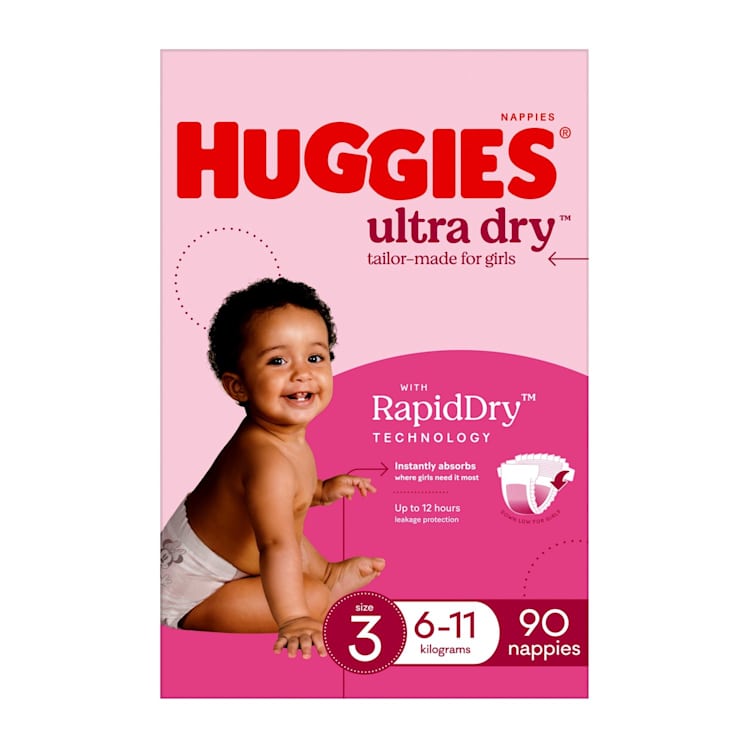 Huggies Ultra Dry Nappies Girls Size 3 (6-11kg)