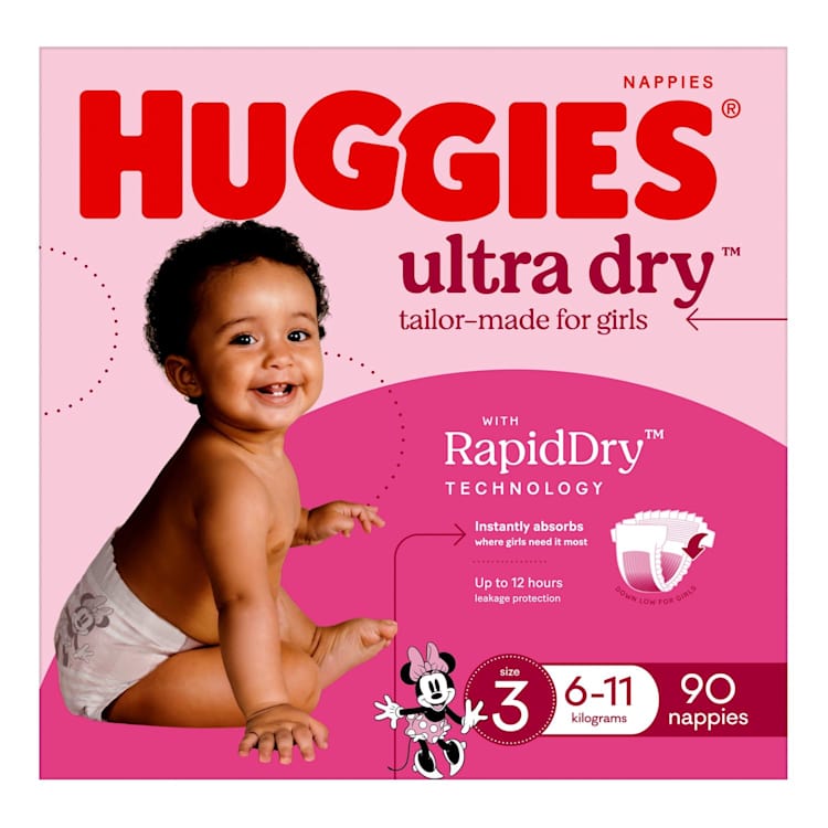 Huggies Ultra Dry Nappies Girls Size 3 (6-11kg)
