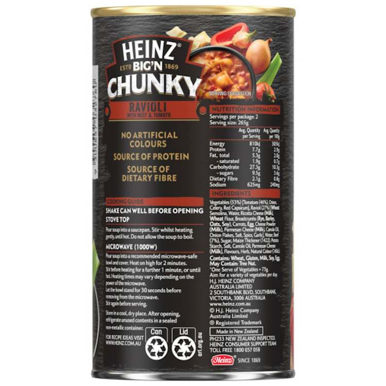 Heinz Big N Chunky Ravioli with Beef & Tomato