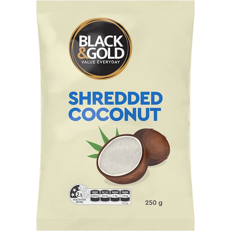 Black & Gold Shredded Coconut