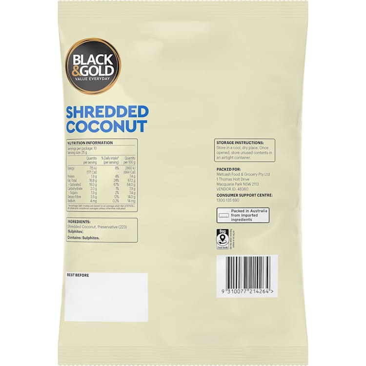 Black & Gold Shredded Coconut