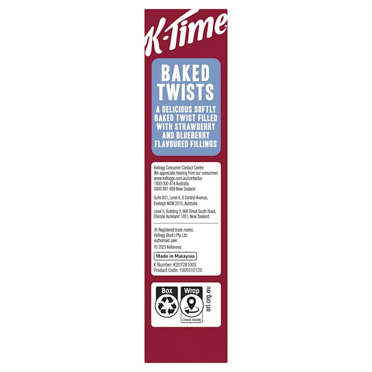 Kellogg's K-Time Baked Twists Strawberry & Blueberry Flavour