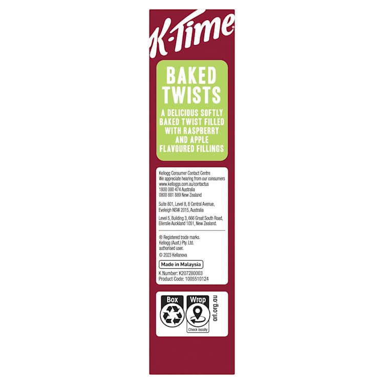 Kellogg's K-Time Baked Twists Raspberry & Apple Flavour