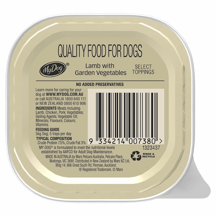 My Dog Wet Dog Food Lamb With Garden Vegetables Select Toppings