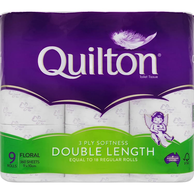 Quilton 3 Ply Floral Print Soft Double Length Toilet Paper