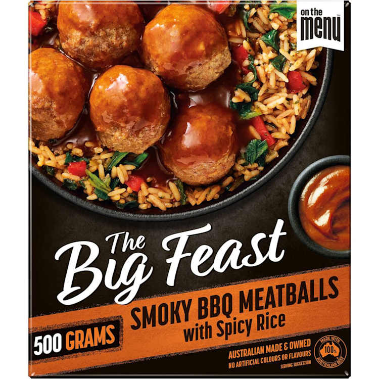 On The Menu Big Feast BBQ Meatballs With Spicy Rice Frozen Meal