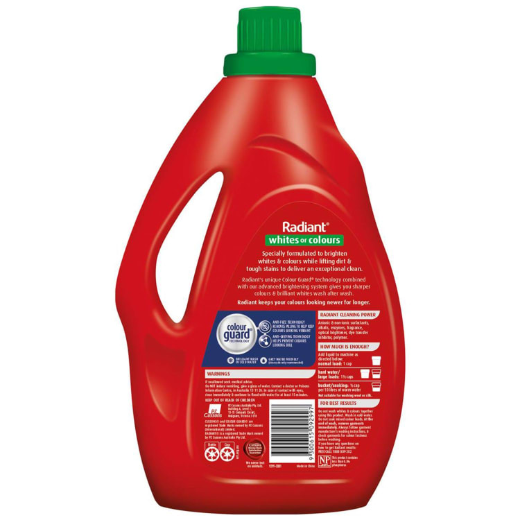 Radiant Brightens Whites or Colours Laundry Liquid
