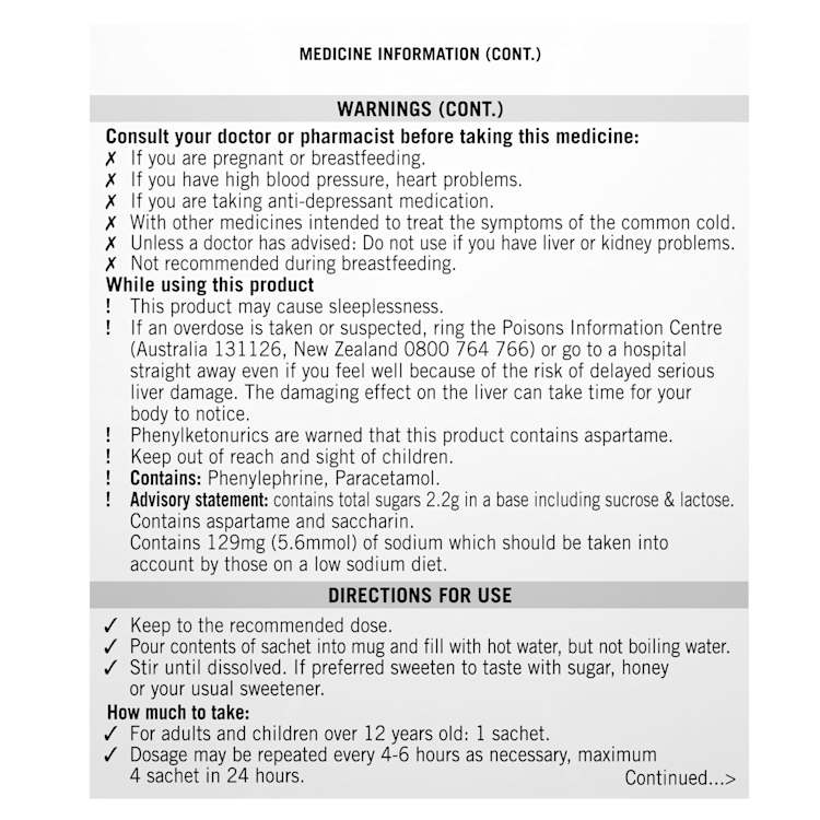 Lemsip Max Cold & Flu Decongestant Hot Drink Lemon