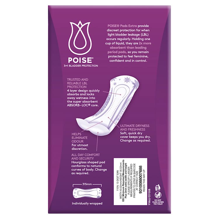 Poise Incontinence Pads Extra Absorbency