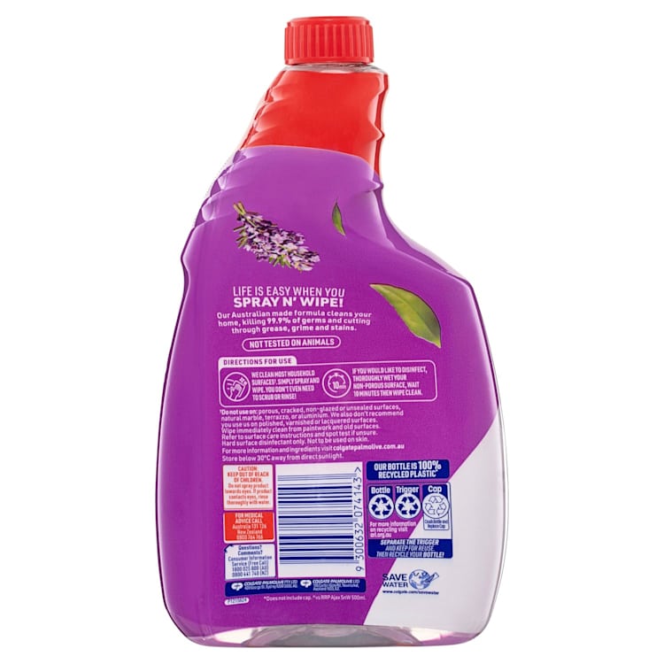 Ajax Spray n' Wipe MultiPurpose Antibacterial Disinfectant Household Cleaner Lavender & Citrus Refill Value Pack