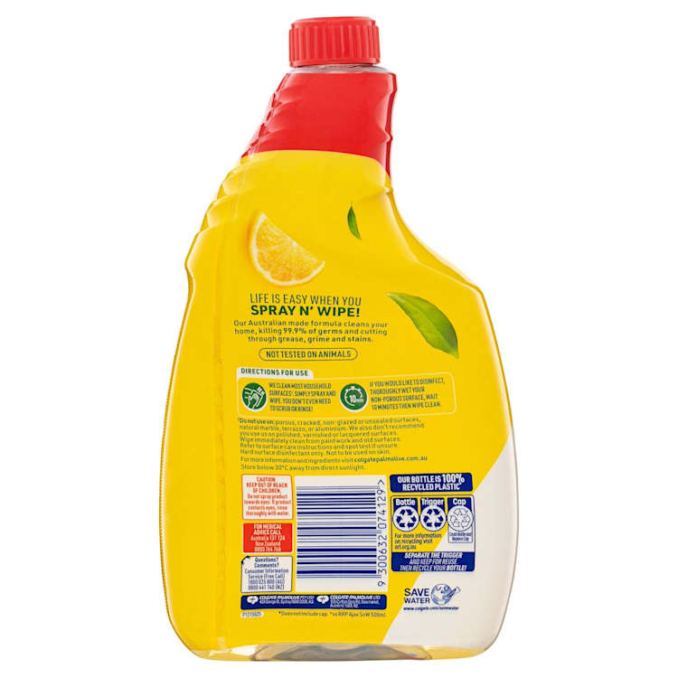 Ajax Spray n' Wipe Multi-Purpose Antibacterial Disinfectant Cleaner Lemon Citrus Refill