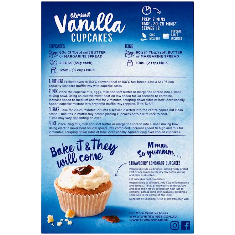 White Wings Cupcake Mix Vanilla
