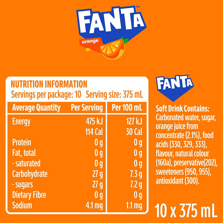 Fanta Orange Soft Drink Multipack Cans