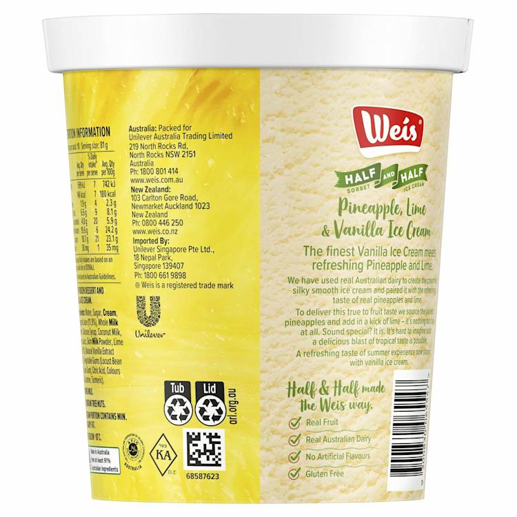 Weis Ice Cream Half & Half Pine Lime & Vanilla