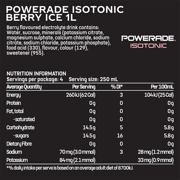 Powerade Isotonic Berry Ice Sports Drink Sipper Cap