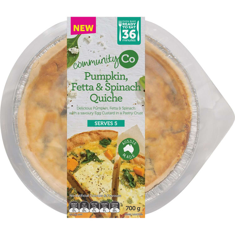 Community Co Pumpkin Spinach & Feta Quiche