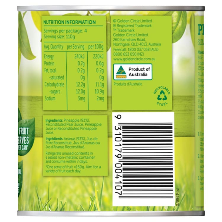 Golden Circle Pineapple Crushed In Natural Juice