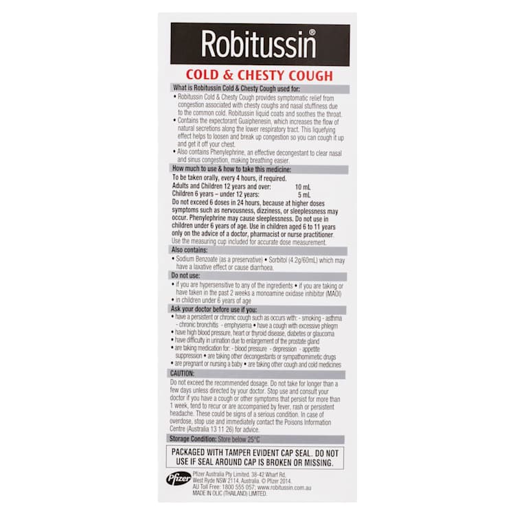 Robitussin Cold & Chesty Cough, Cough Liquid
