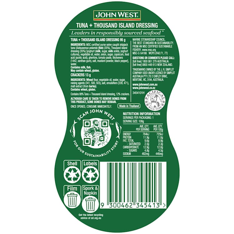 John West Lunch Kit Tuna Thousand Island Dressing