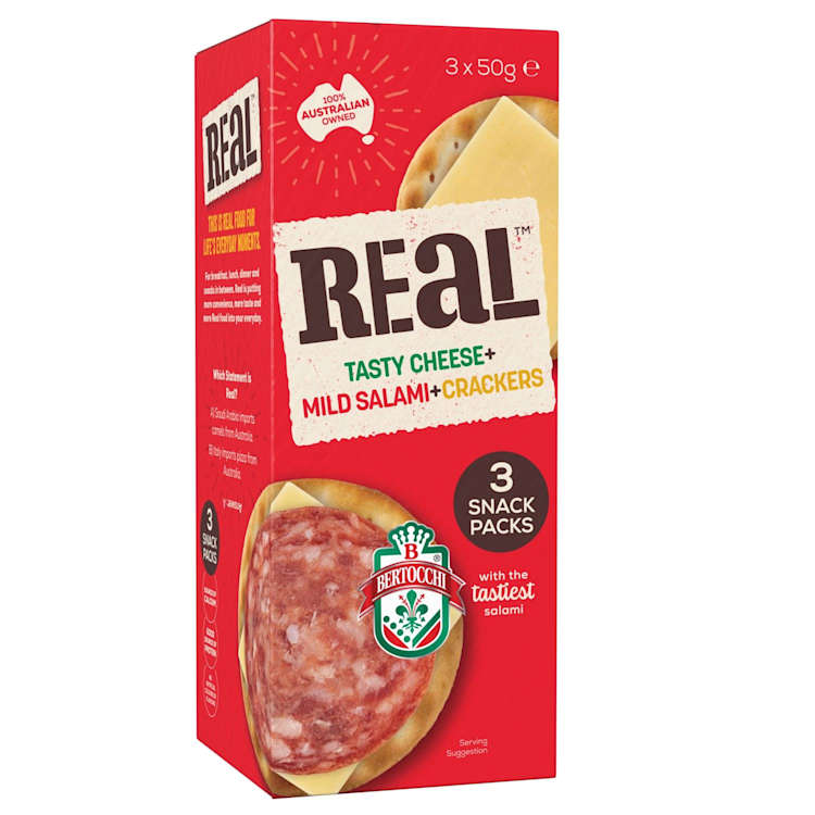 Real Dairy Tasty Cheese Mild Salami & Rice Crackers