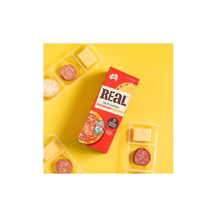 Real Dairy Tasty Cheese Mild Salami & Rice Crackers