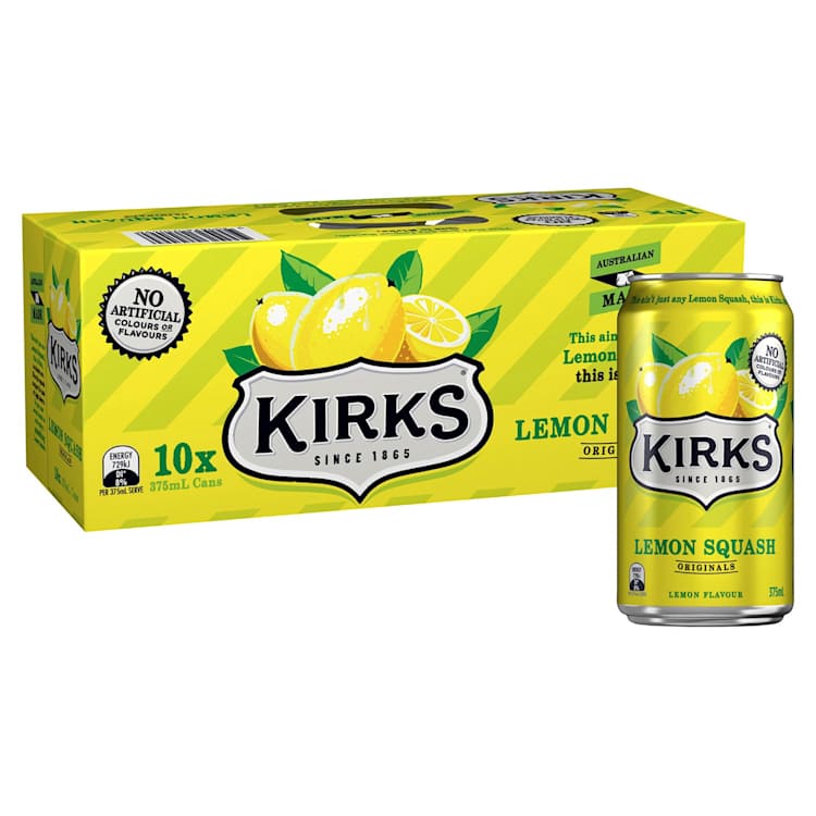 Kirks Lemon Squash Multipack Cans Soft Drink 