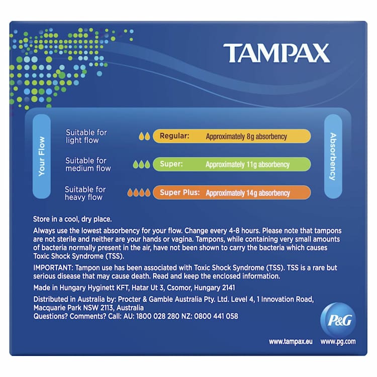 Tampax Super Medium flow tampons with applicator