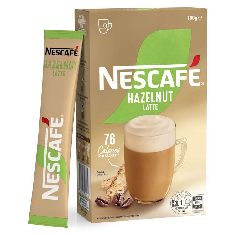 Nescafe Coffee Mixer Sachets Latte Hazelnut