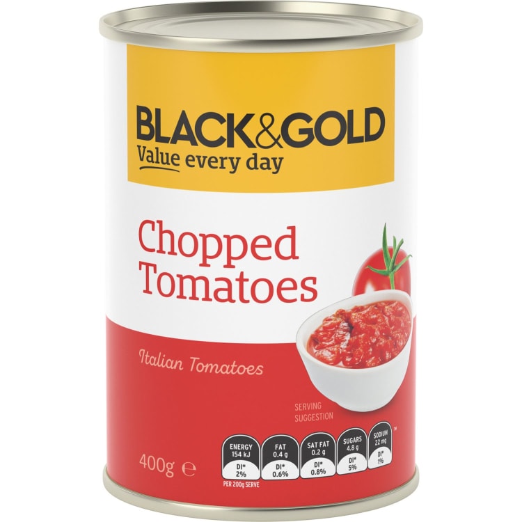 Black & Gold Chopped Tomatoes