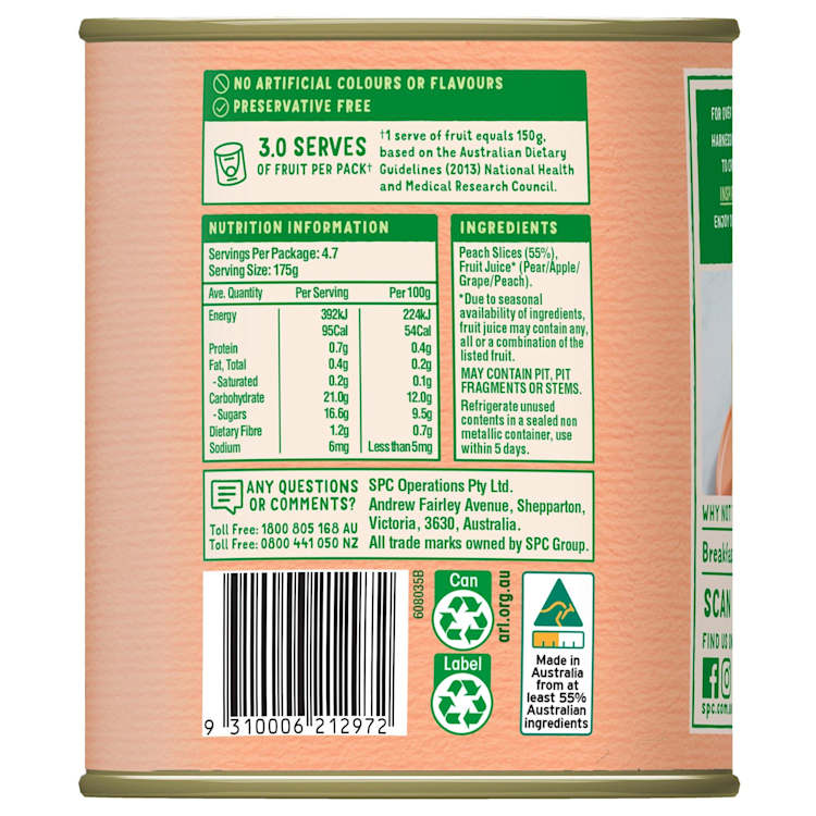 SPC Peaches Sliced In Juice