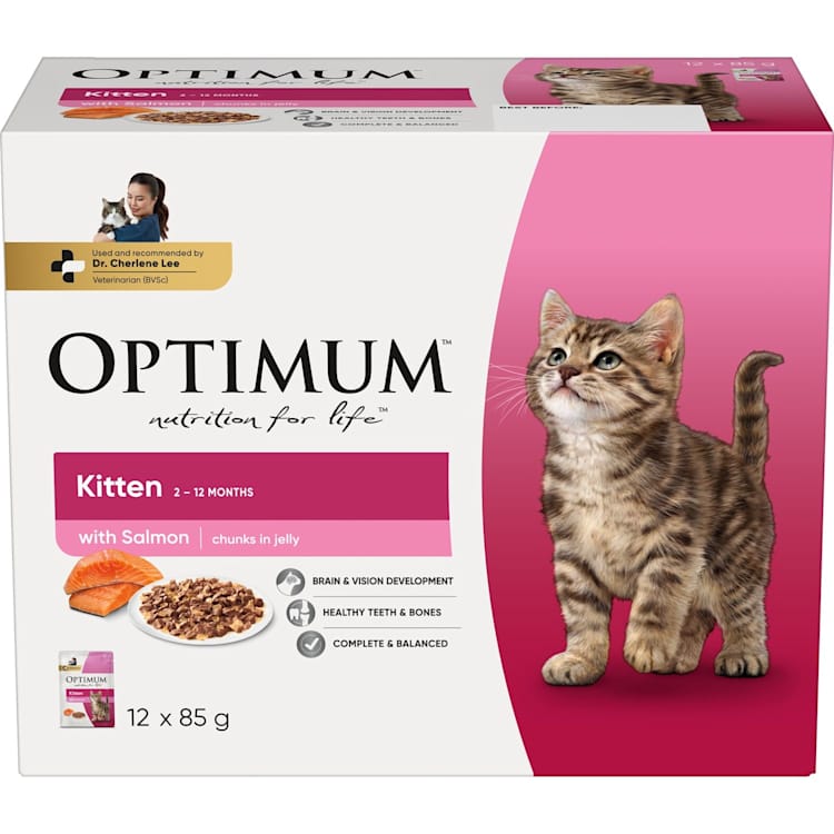 Optimum Kitten Wet Cat Food Salmon In Jelly Pouch