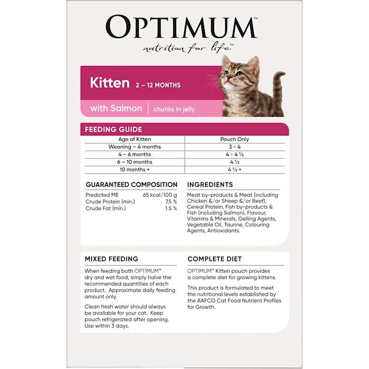 Optimum Kitten Wet Cat Food Salmon In Jelly Pouch