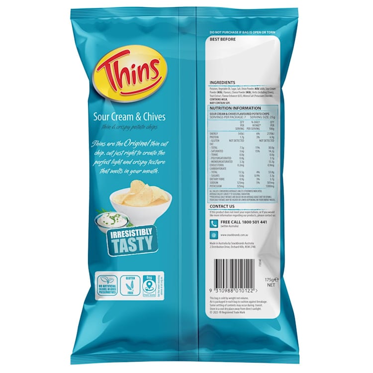 Thins Potato Chips Sour Cream & Chives