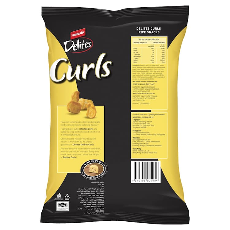 Fantastic Delites Curls Rice Snacks Cheese