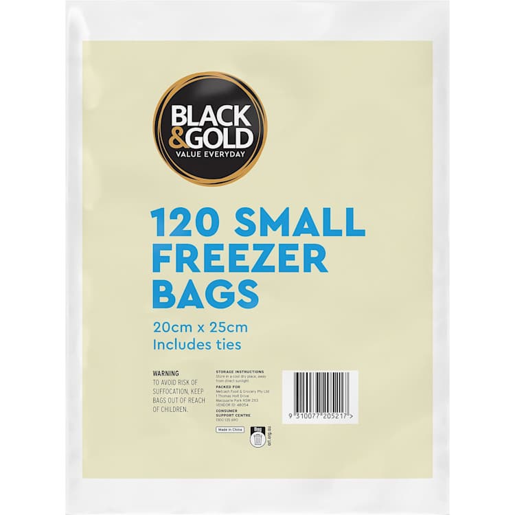 Black & Gold Freezer Bag Small