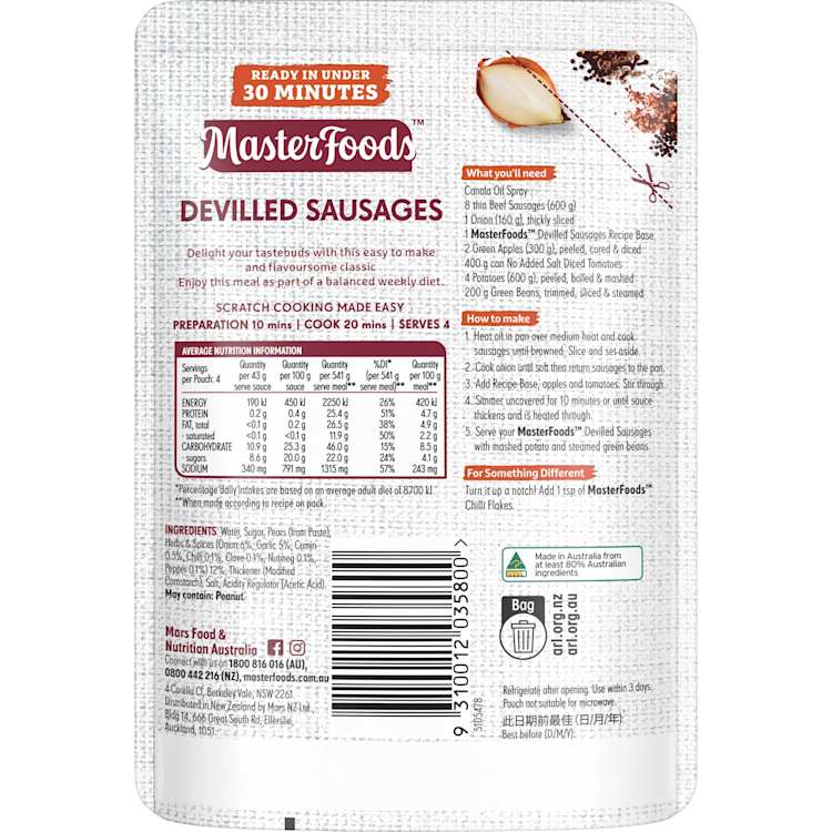MasterFoods Devilled Sausages Recipe Base