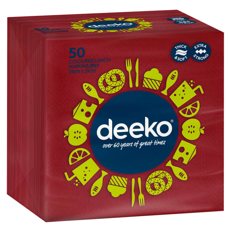 Deeko 2 Ply White Dinner Napkins