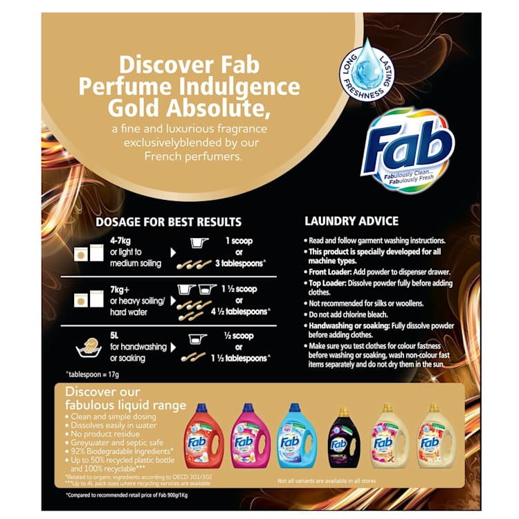 Fab Perfume Indulgence Gold Absolute Washing Powder Laundry Detergent
