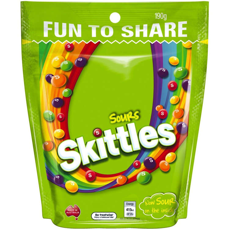 Skittles Sours Lollies Large Bag