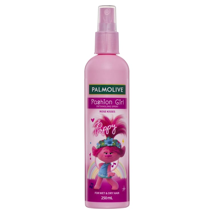 Palmolive Kids Fashion Girl Hair Detangling Spray Rose Kisses For Wet & Dry Hair Trolls Poppy